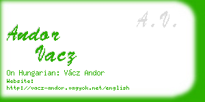 andor vacz business card