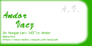 andor vacz business card